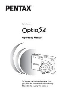 Pentax Optio S4 manual. Camera Instructions.